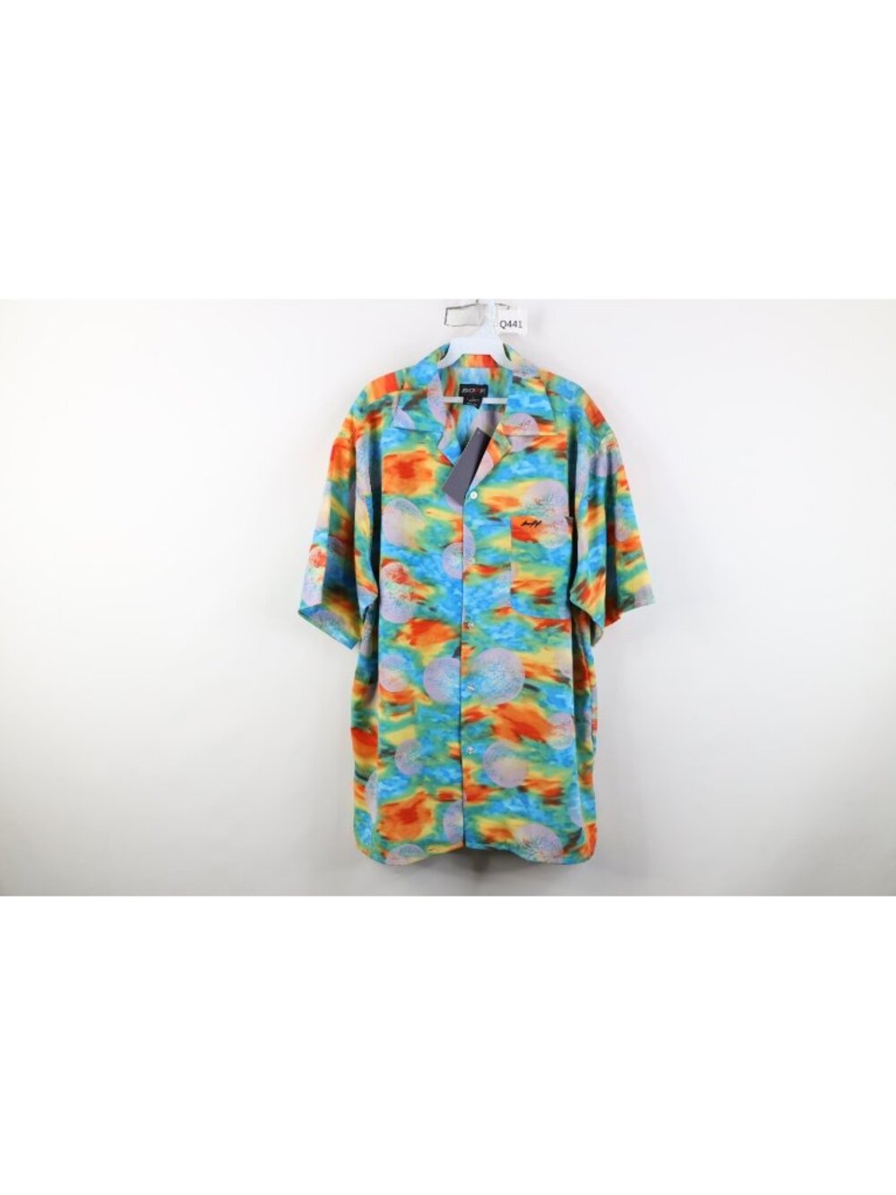 Deadstock Vtg 90s Y2K Streetwear Mens L Planet Rainbow Camp Collar Button Shirt